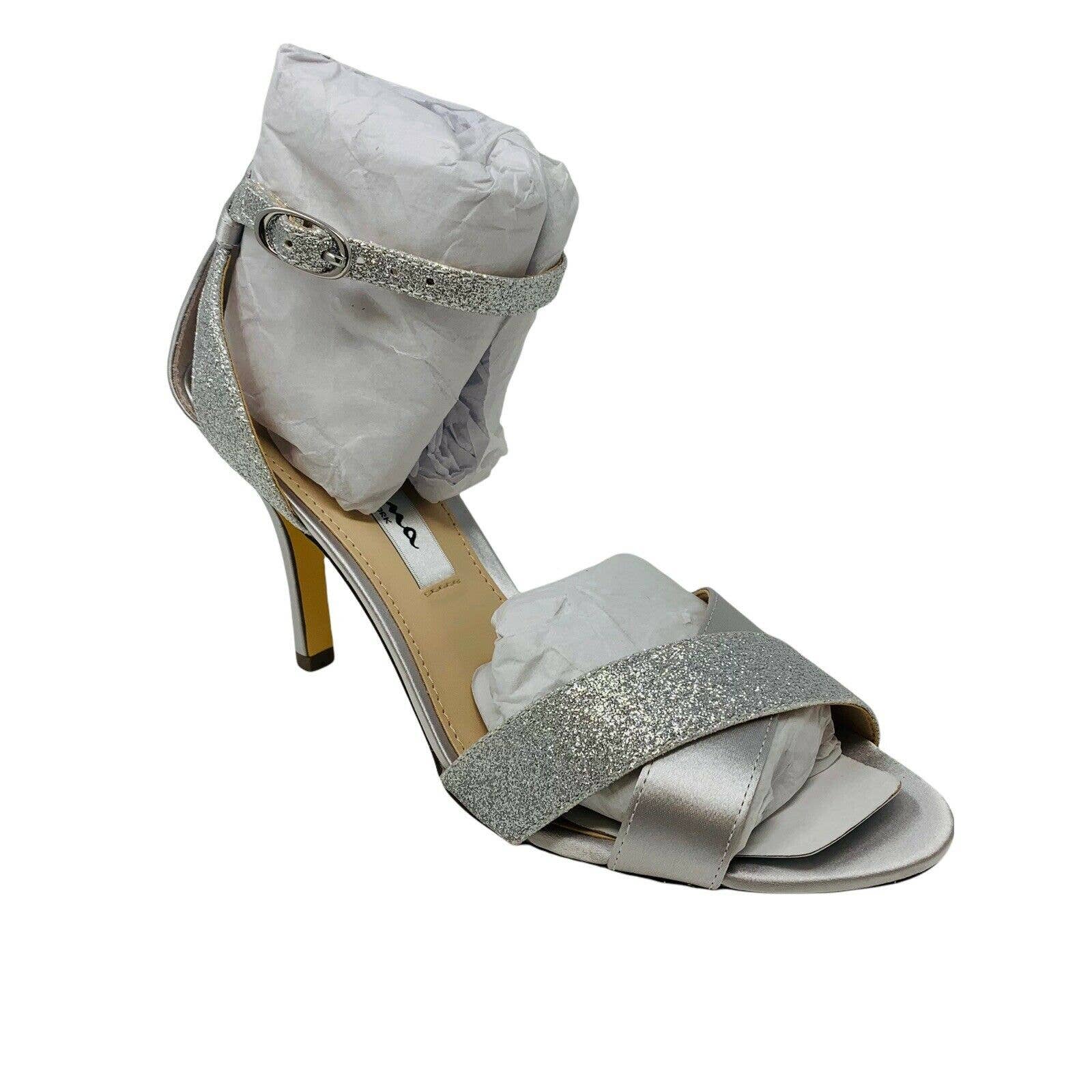 New Nina Womans Venus Heel Sandals Sz 6m Silver Glitter Formal Nib — image 2 of 8